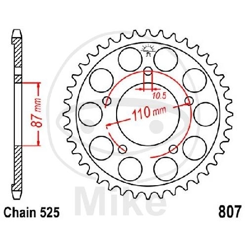 JT Sprockets Kettenrad 44 Zähne Teilung 525 Innendurchmesser 87mm Lochkreis 110mm  R 807-44
