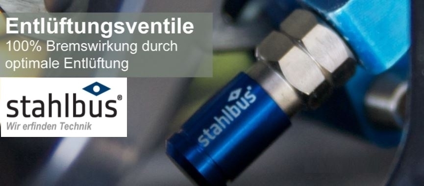 2x stahlbus Entlüfterschraube Entlüftungsventil 3/8 Zoll-24UNFx22 mm + Alukappen Blau