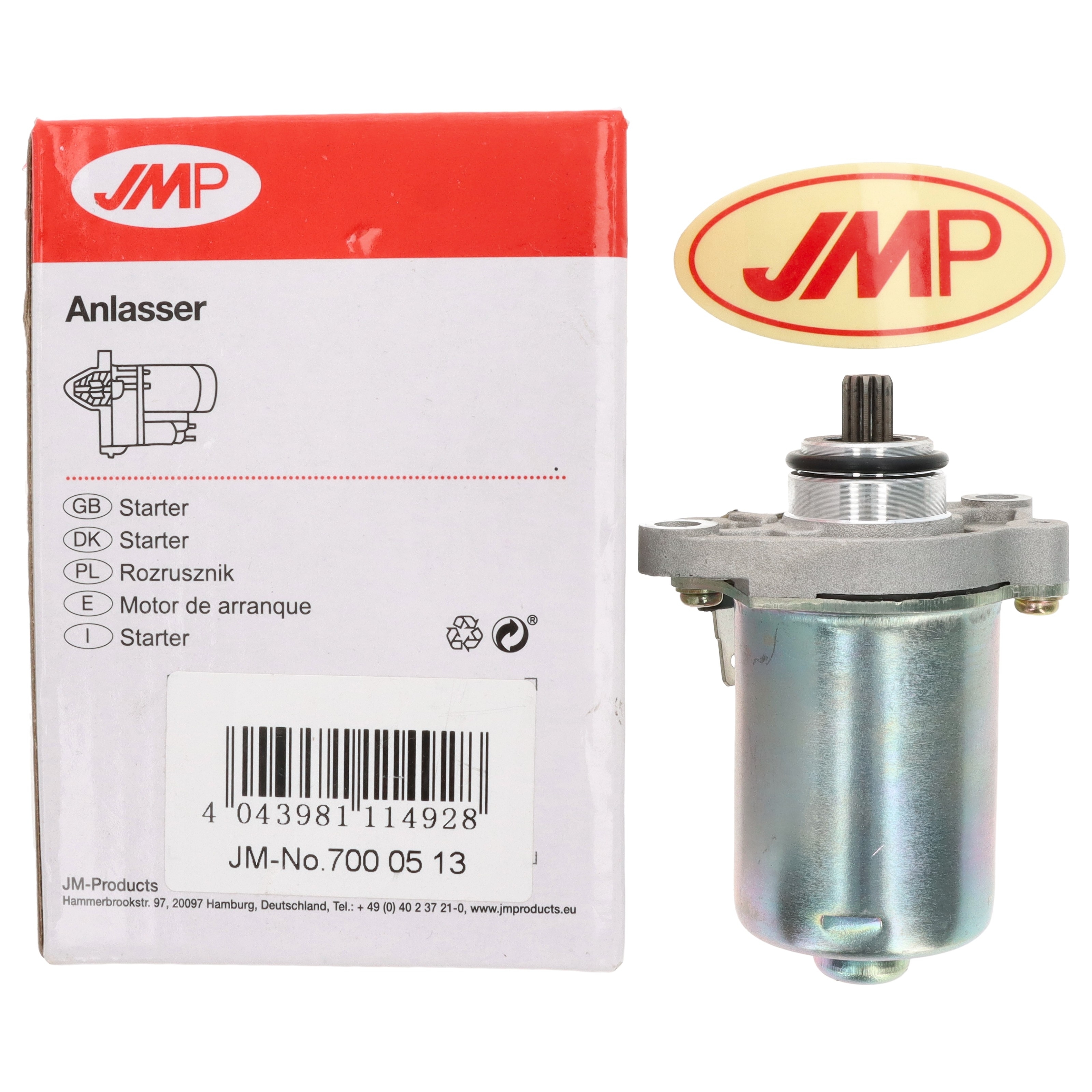 JMP Anlasser MQD405-anticlock für Piaggio Zip Free Vespa LX ET2 Peugeot Gilera Derbi Kymco