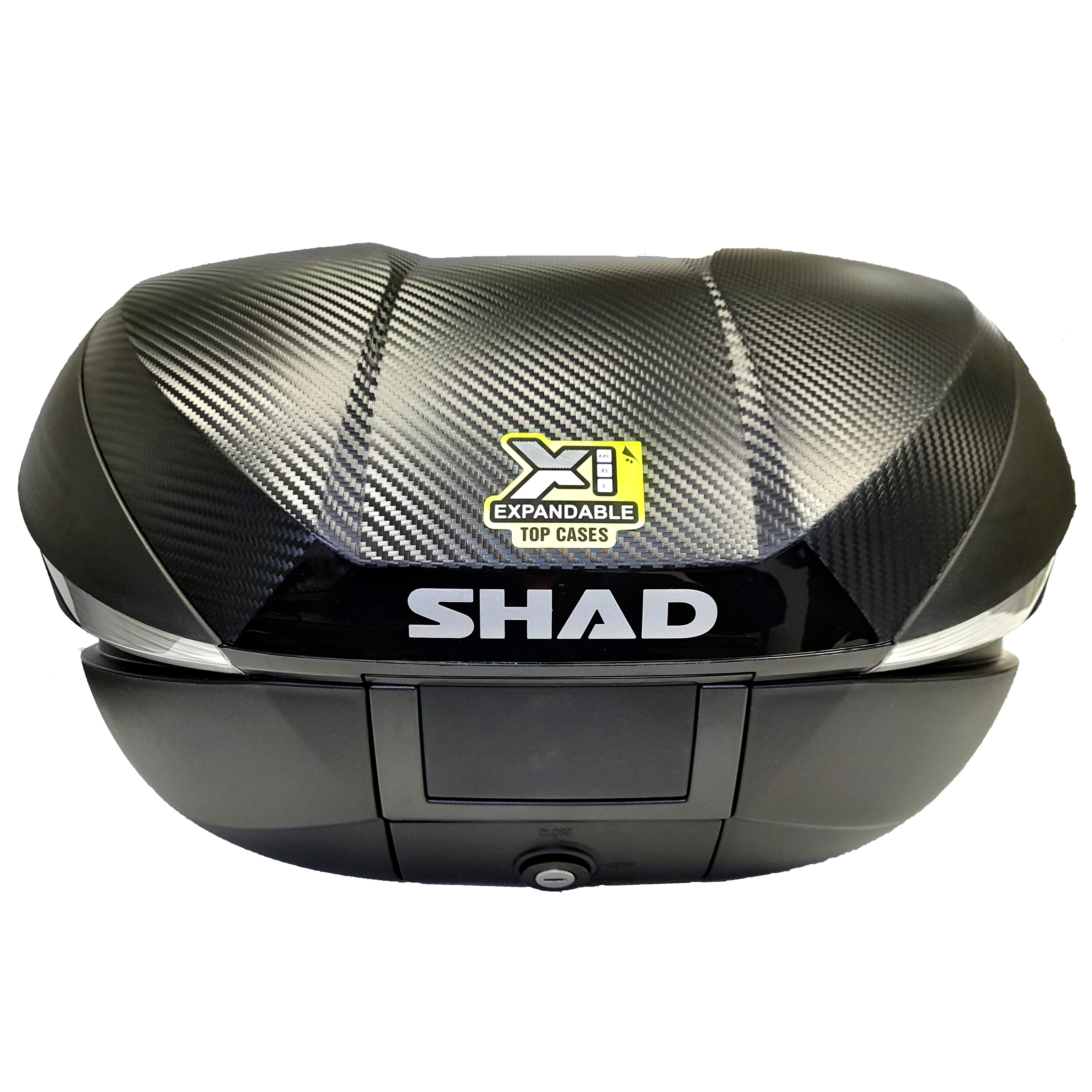 SHAD Motorrad Topcase SH58X 46 bis 58L mit Trägerplatte und Carbonlook, verstellbar