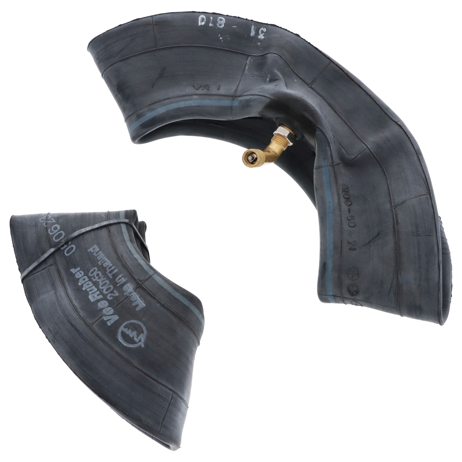 2x Reifenschlauch Schlauch für Rollstuhl 200x50 7 x 3/4 90°/90° mit Autoventil Winkelventil