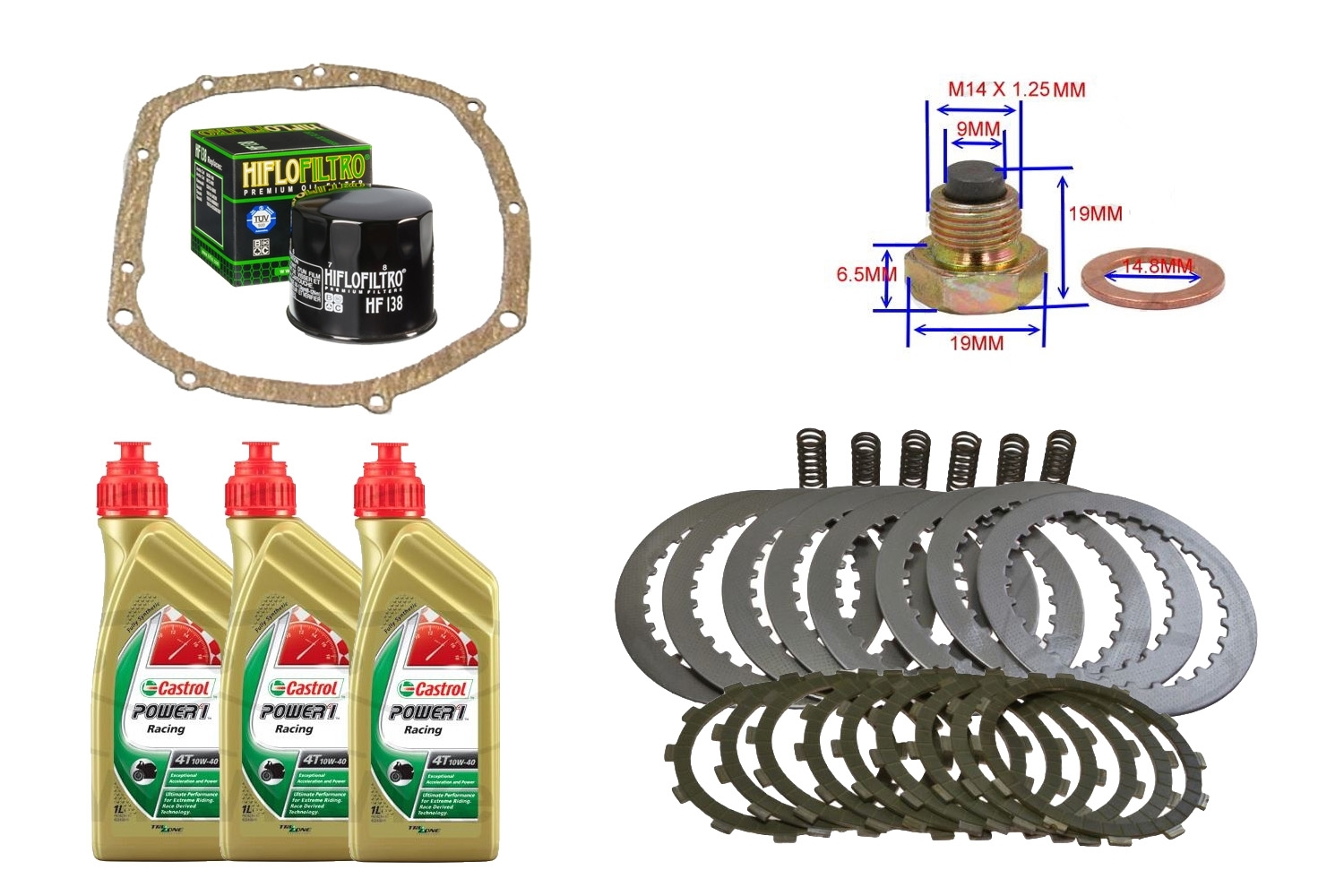 Kupplung für Suzuki GSX-R 750W 1992 Reparatursatz mit Dichtung Öl Filter Ablasschraube