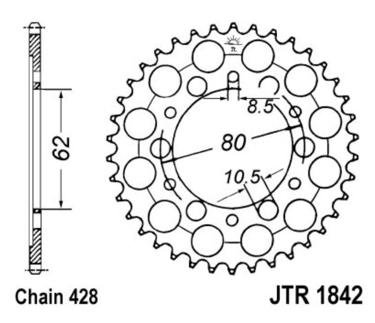 JT Kettenrad 42 Zähne Teilung 428/ JTR1842.42 JT Sprockets