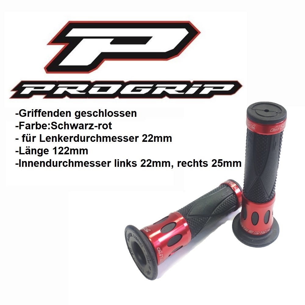 Progrip Griffgummis 728.02 schwarz / rot / ALU
