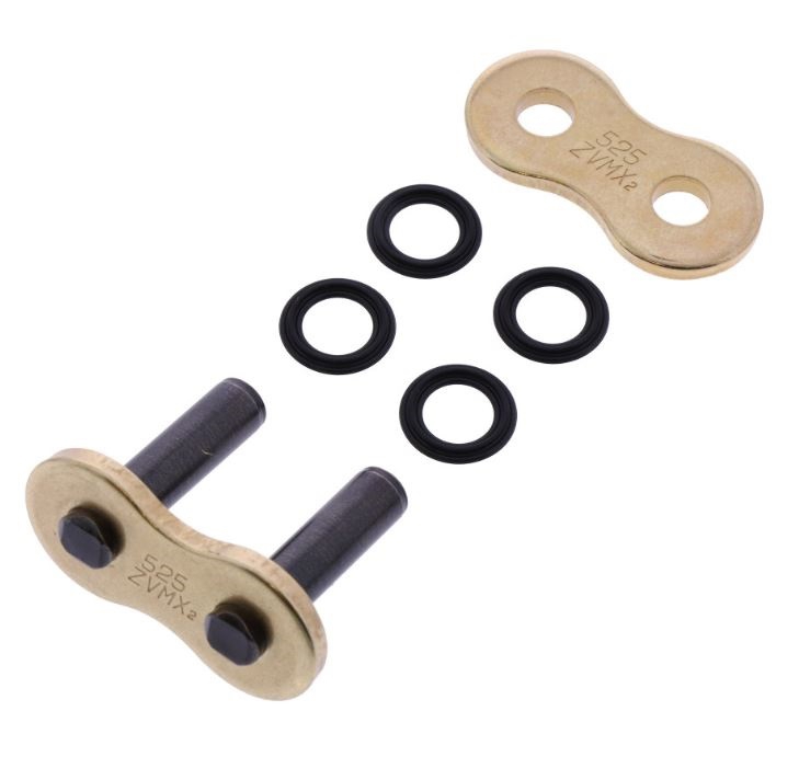 DID ZVMX2 Motorrad X-Ringkette verstärkt gold 525 Teilung 120 Glieder offen +Nietschloss