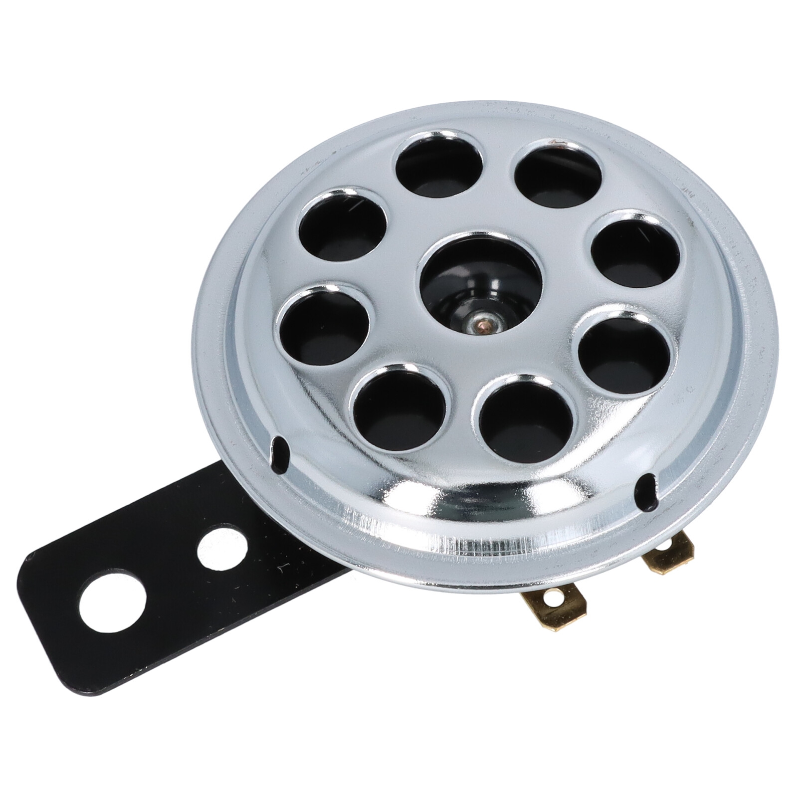 Universelle Motorrad Hupe aus Metall, chrom mit schwarzem Kern, 12 Volt, 71 mm 105db