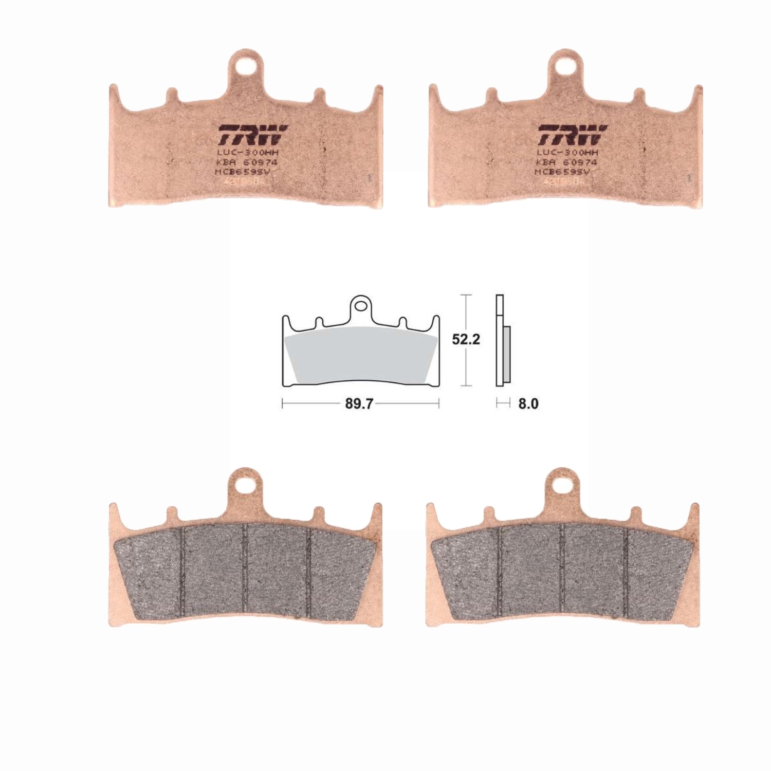 2x TRW MCB659SV Sintermetall Bremsbelagsatz vorne für Kawasaki ZX7R ZX-7R 1996-2003
