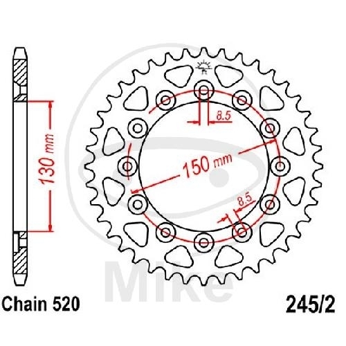 JT Kettenrad 45 Zähne Teilung 520 / JTR245/2.45 JT Sprockets