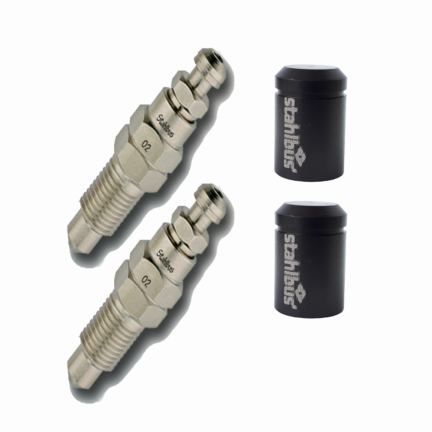 2x stahlbus Entlüfterschraube Entlüftungsventil 3/8 Zoll-24UNFx22 mm + Alukappen Anthrazit
