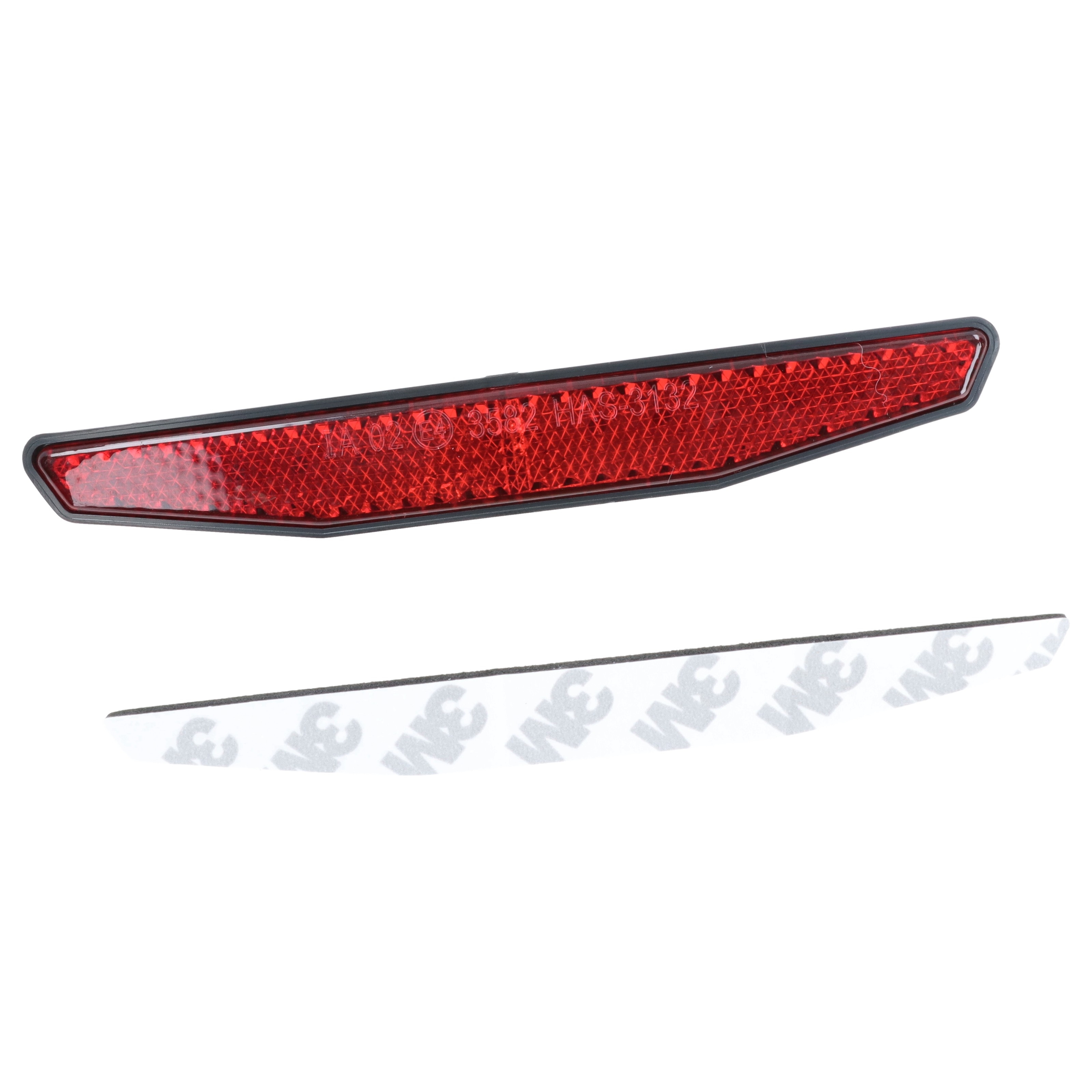 Highsider Rückstrahler eckig mit selbstklebender Folie 125 x 18 mm E-geprüft