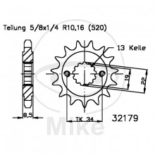 Ritzel 14 Zähne Teilung 520  / 50-32179-14 / JTF1908.14