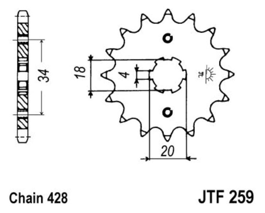 JT Ritzel 19Z Teilung 428 JT Sprockets JTF259.19