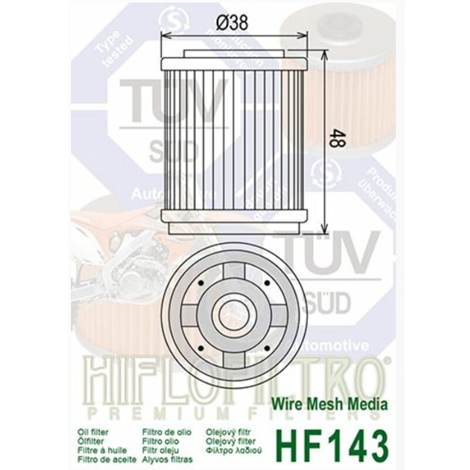 3x Hiflo HF143 Ölfilter für Yamaha TW125 TW200 SR125 BW200 XC125 XT225 XT350 YFM250 MBK