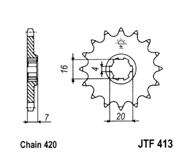 JT Ritzel 16 Zähne  Teilung 420  / 413.16 JT Sprockets
