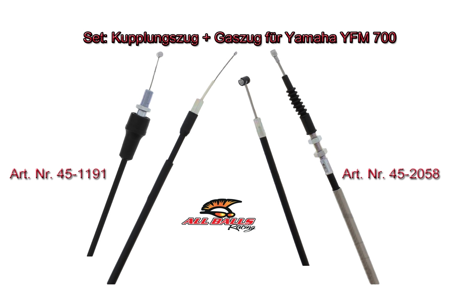 All Balls Set Gaszug & Kupplungszug 45-1191 & 45-2058 für Yamaha YFM 700