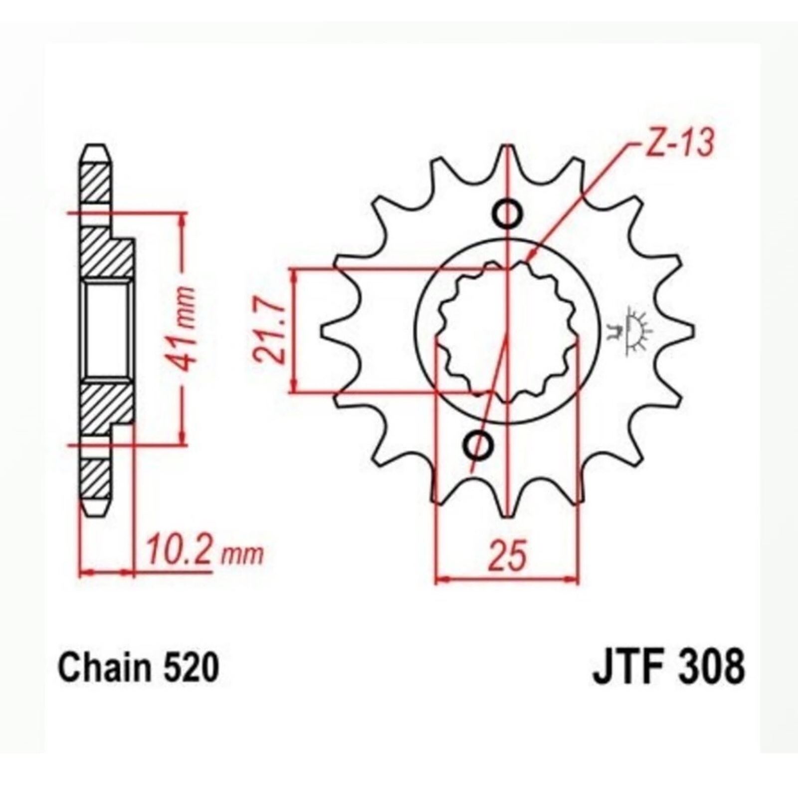 JT Ritzel 14Z Teilung 520 JT Sprockets JTF308.14RB