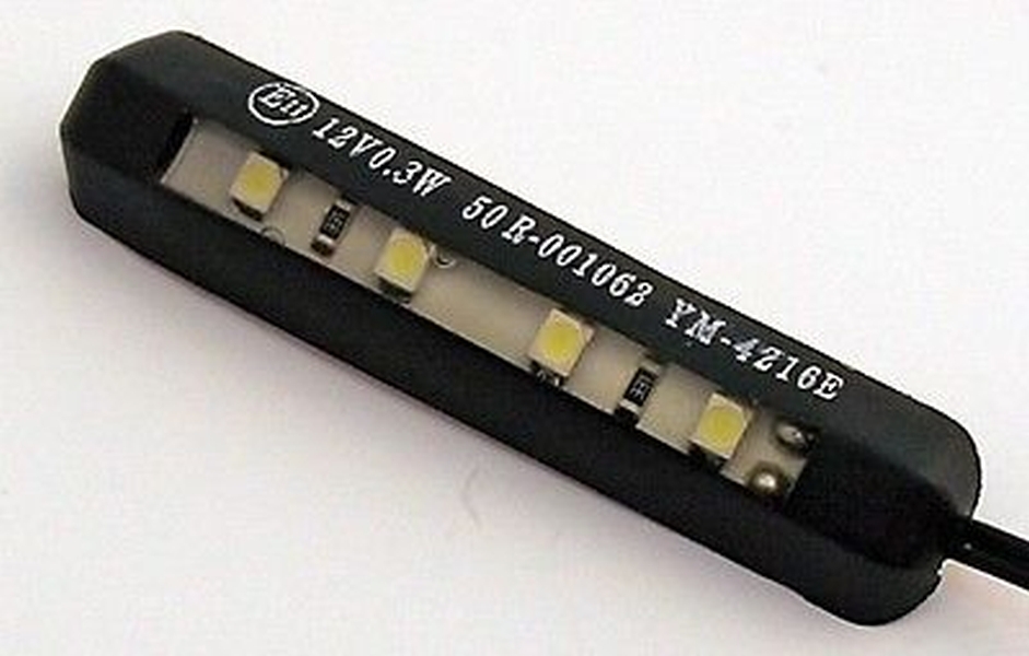 4-LED-Nummernschildbeleuchtung biegsam schwarz, 61x13,5x6mm selbstklebende Folie