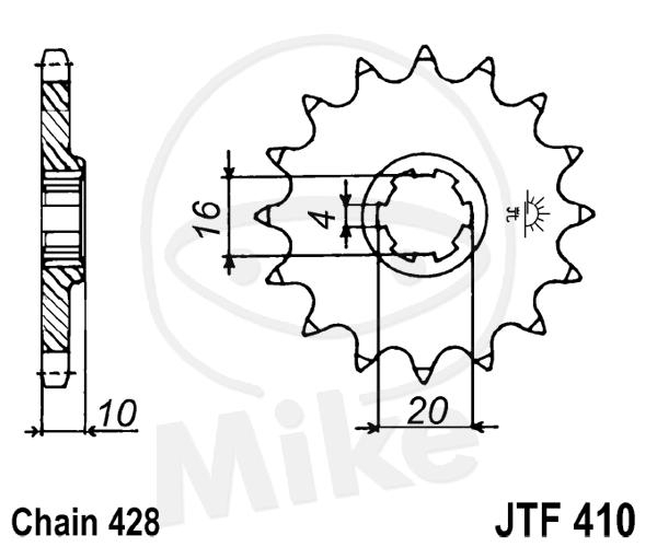 JT Sprockets F 410-15 Ritzel vorne für Hyosung GA GT Suzuki GZ VL 125ccm 15Z 428 Teilung