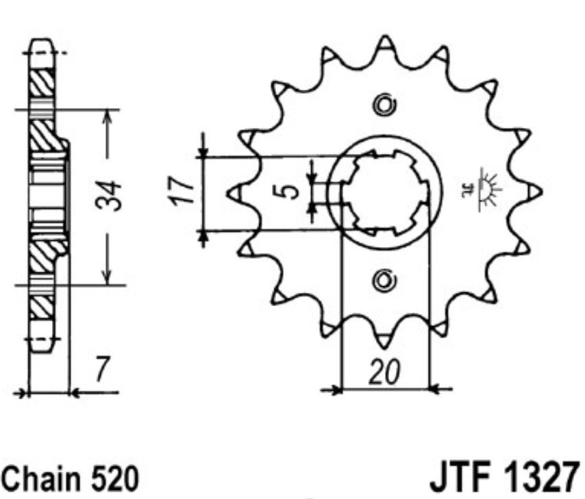 JT Ritzel 15 Zähne  Teilung 520  / 1327.15