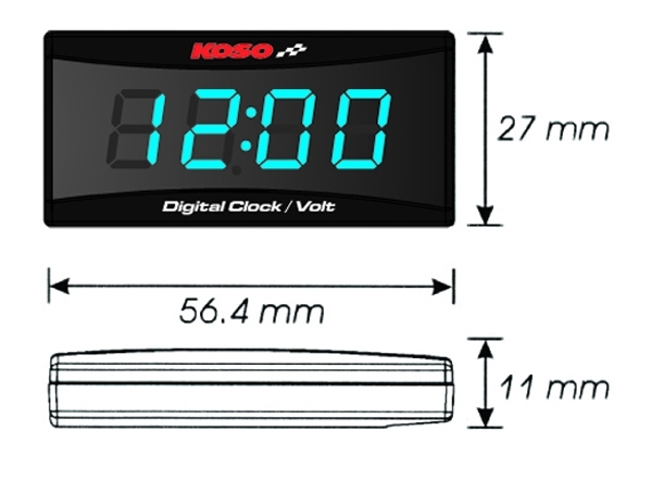 KOSO Super Slim Uhr & Spannungsmesser für alle 12 V Gleichstrom-Batterien / 360-223