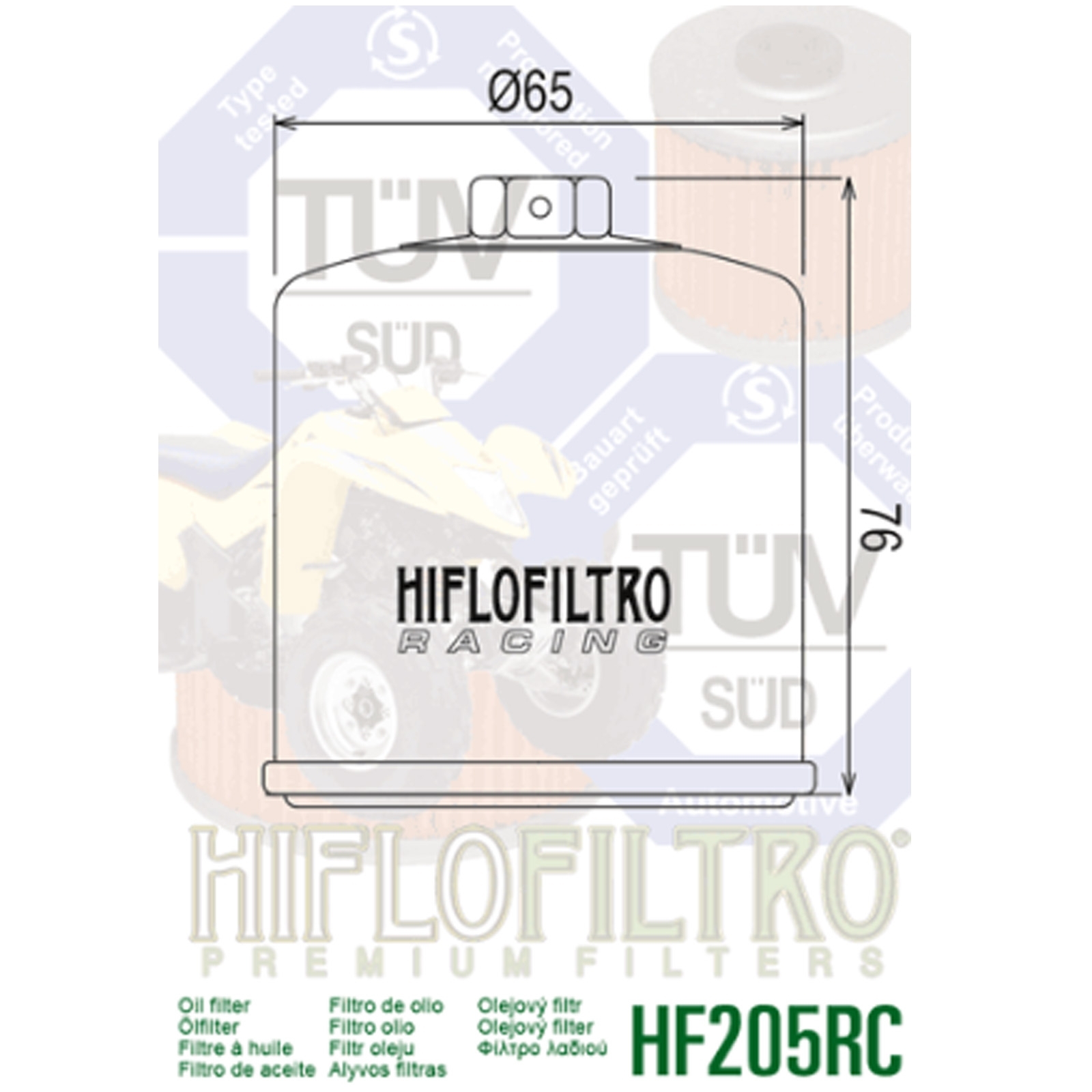 Hiflo HF205RC Ölfilter für Yamaha MT07 700 MT09 900 R6 R7 Tracer 9 XSR900 XTZ700 YFM450 YFM700 YZFR1 YXZ