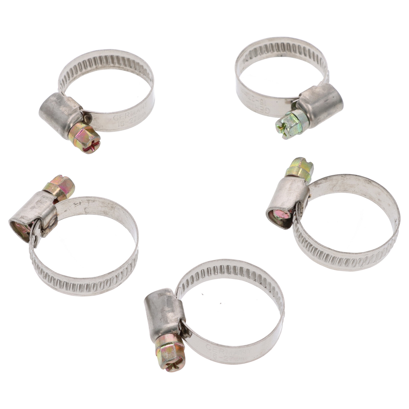 5x Schlauchklemme Spannbereich 16-27mm 9mm Rohrschelle Binder Schlauch W2 DIN3017