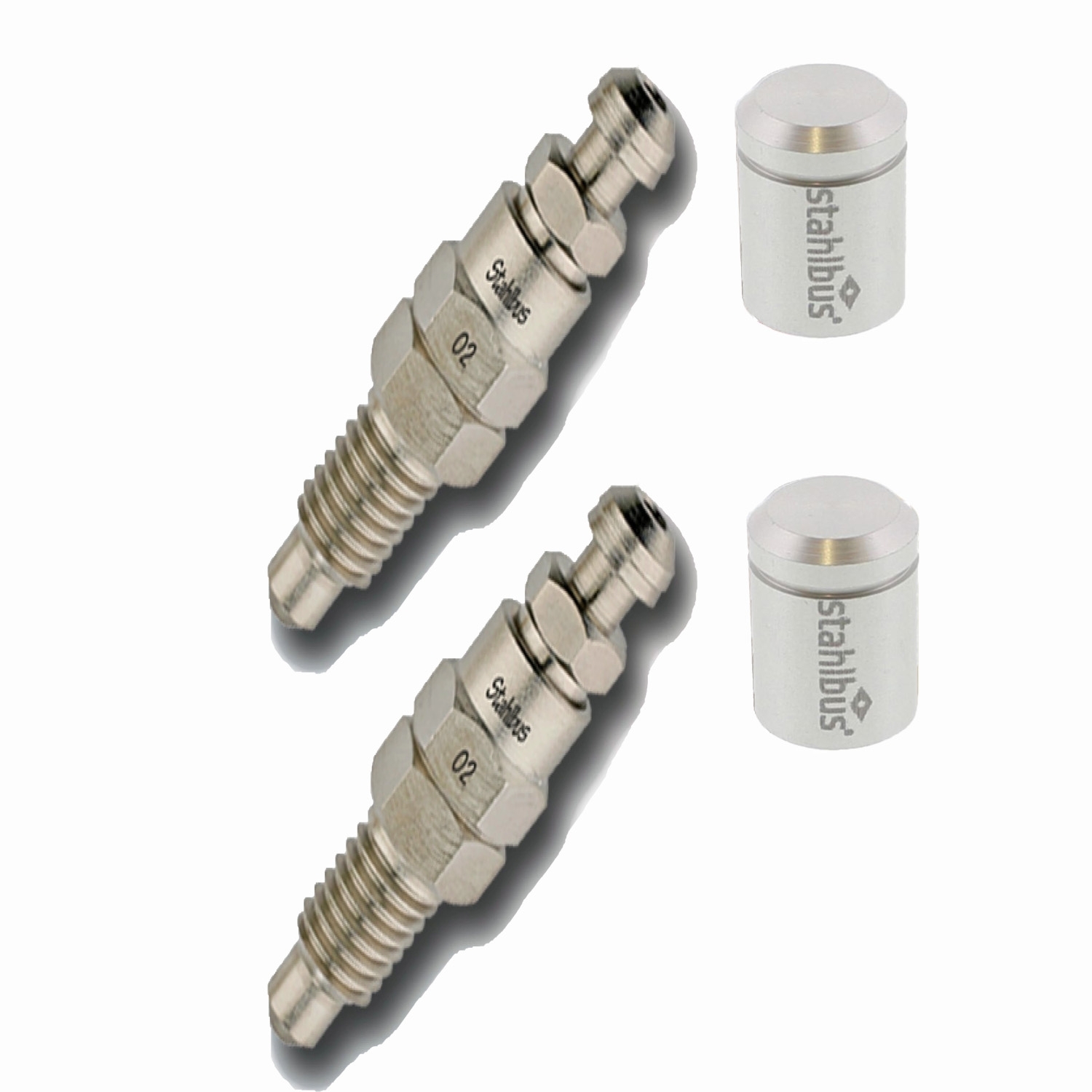 2x stahlbus Schnell-Entlüfterschraube SB-110311 M8x1.25 mit Entlüftungsventil & Ventilkappen Natur