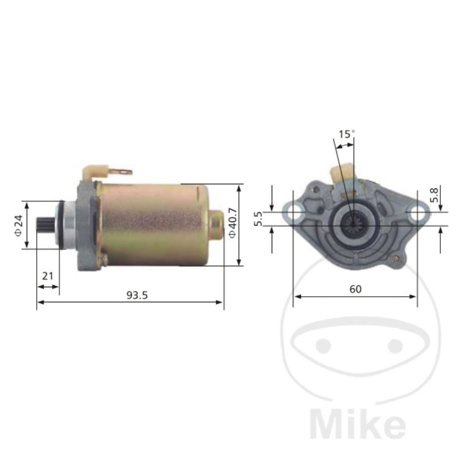 JMP Anlasser MQD405-anticlock für Piaggio Zip Free Vespa LX ET2 Peugeot Gilera Derbi Kymco