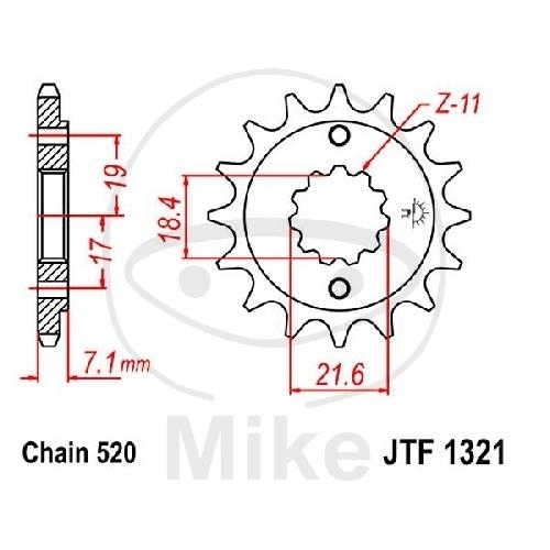 JT Ritzel 14 Zähne Teilung 520 / 1321.14 JT Sprockets