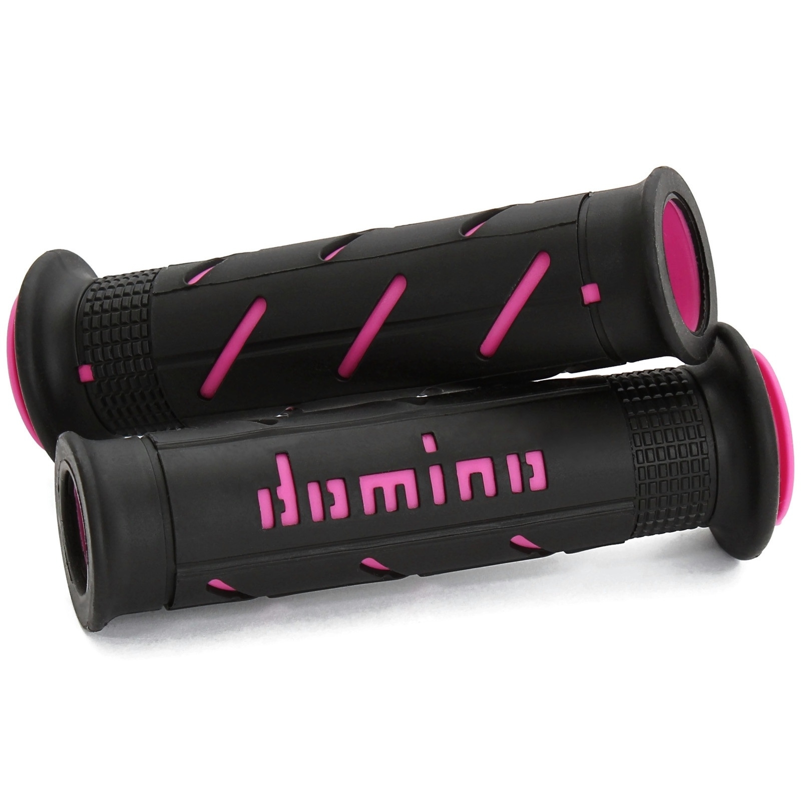 Domino Zweikomponenten Griffgummi Paar Schwarz-Fuchsia 22/26mm für Straßenmotorräder Roller