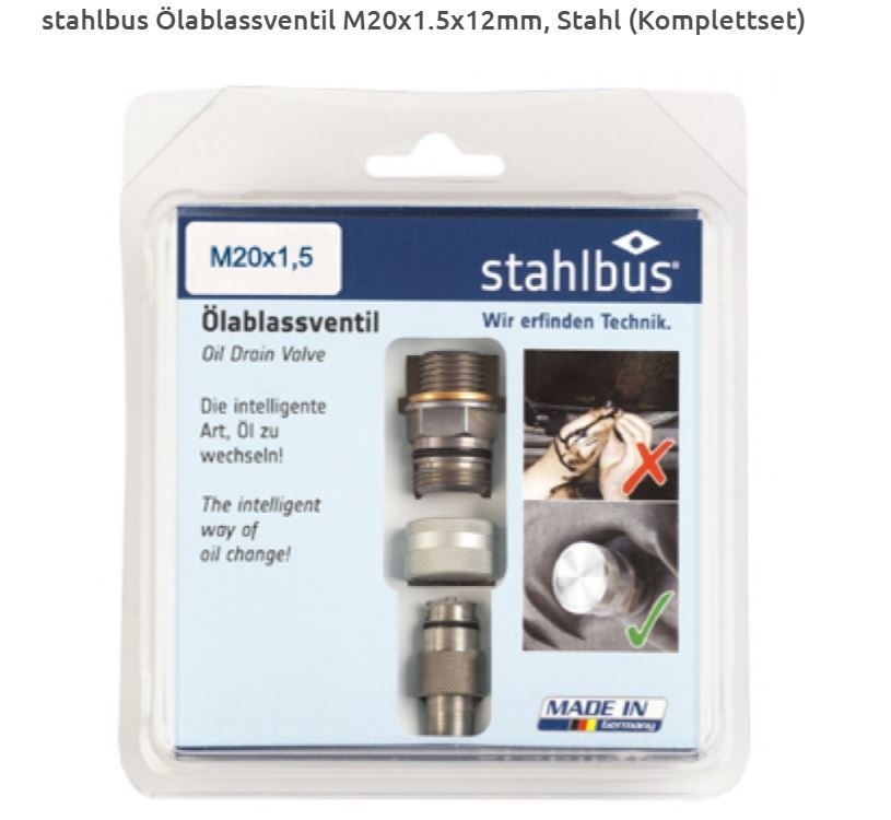 SB-210511-S-NA stahlbus Ölablassschraube M20x1.5x12 mm +Ventil +Alukappe