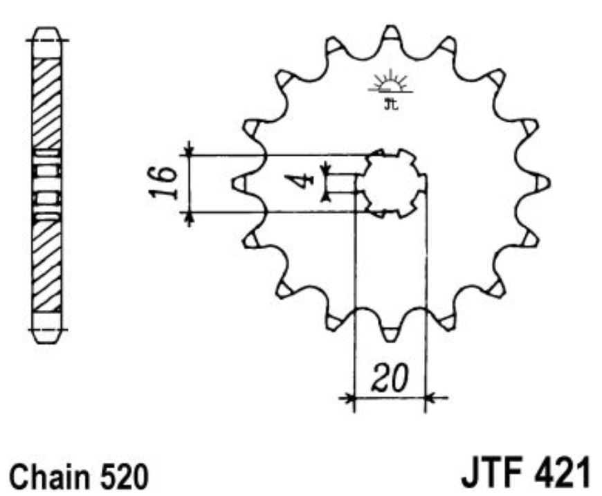 JT Ritzel 11 Zähne Teilung 520  / 421.11