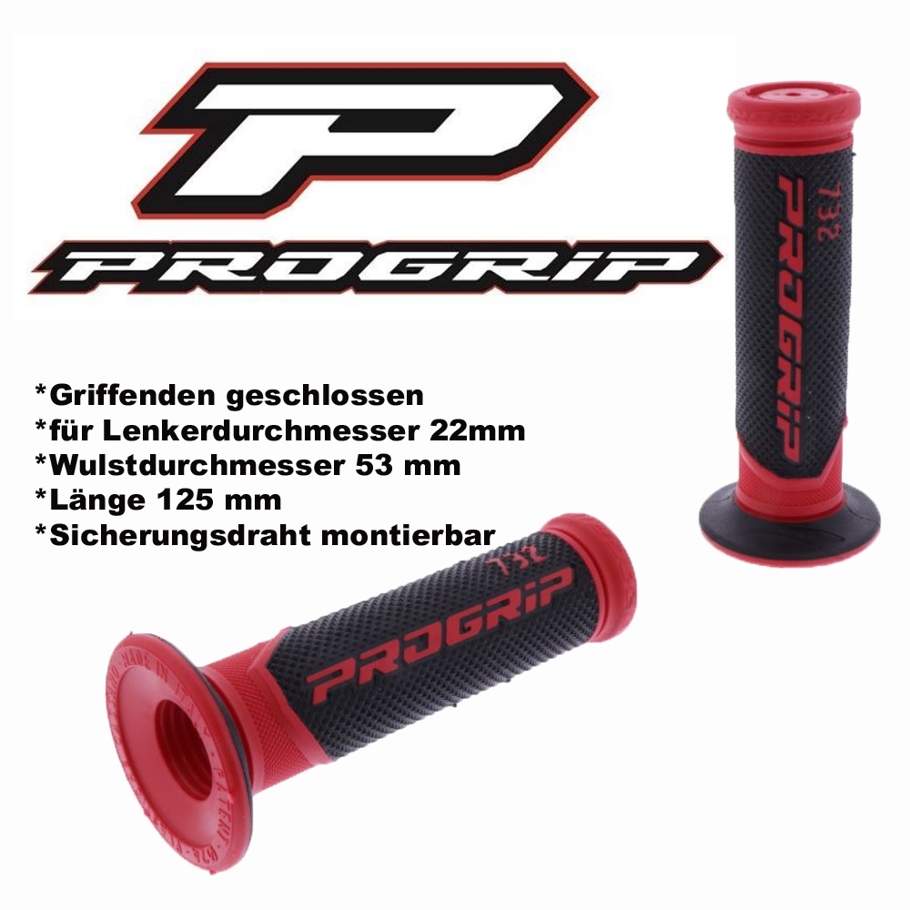 Progrip Enduro Motocross Lenkergriffe Griffgummis 732.02 schwarz / rot