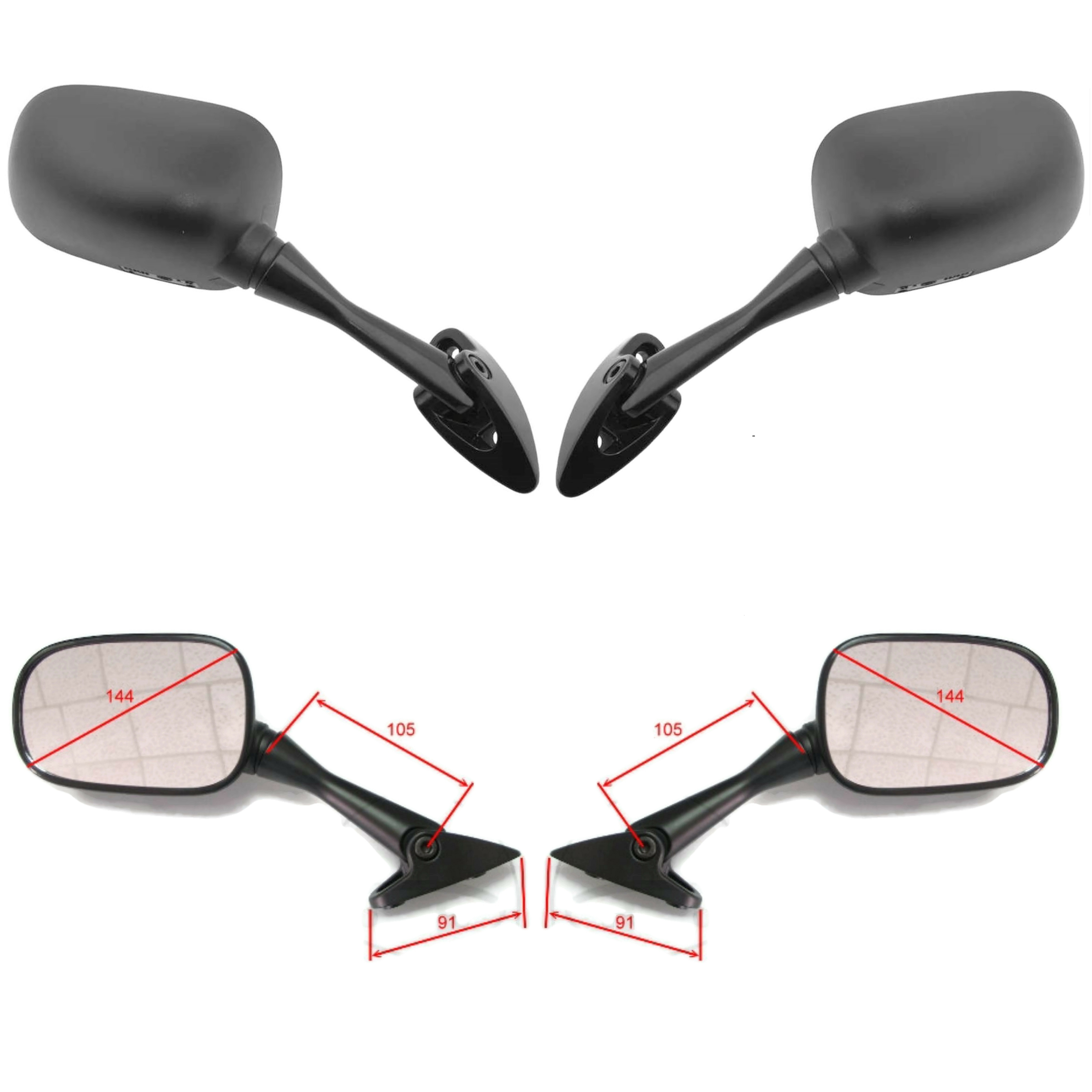 Verkleidungsspiegel Paar für Honda VFR 800 FI 2000-2001 aus Kunststoff in schwarz e-geprüft