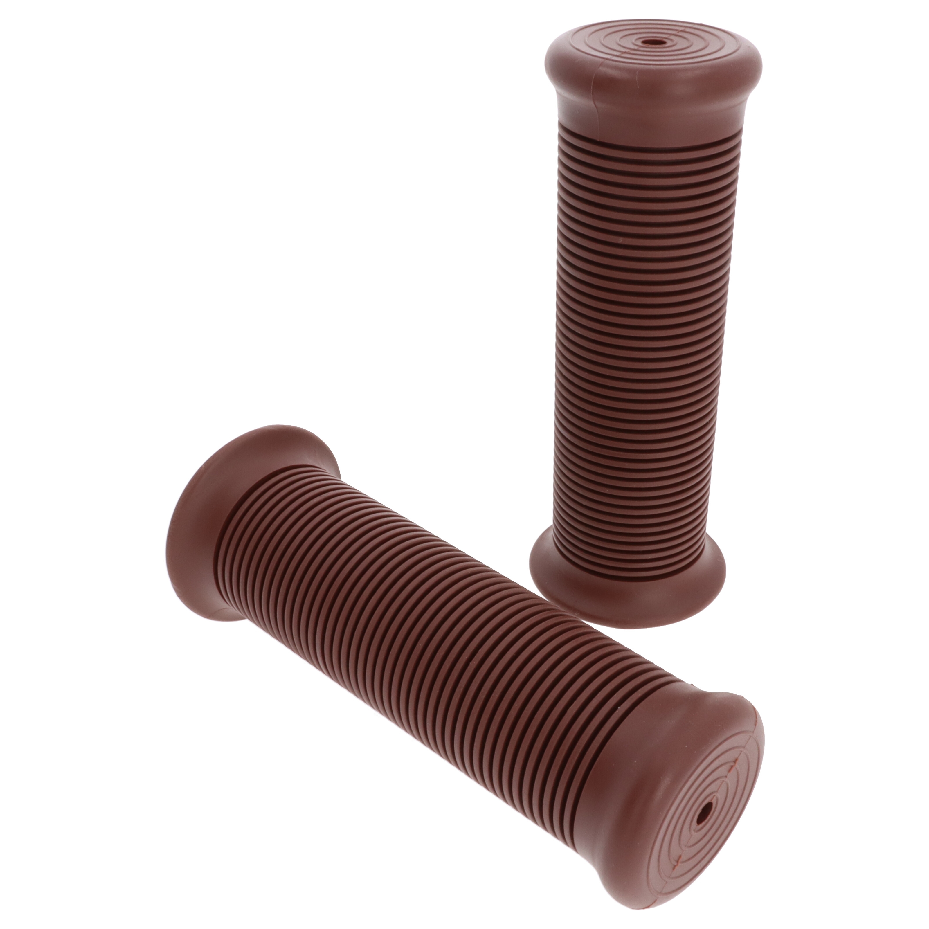 Paar Griffgummis 25mm/28mm geschlossen braun soft im Old-School Design für Motorrrad Roller