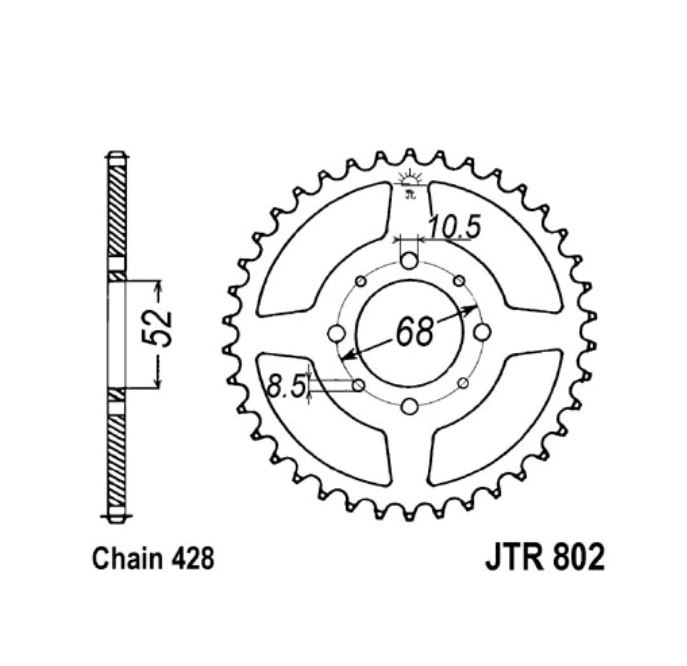 Kettenrad 37 Zähne Teilung 428 für Suzuki FL125 GT80 RM80 RV90 TS80X TS80ER