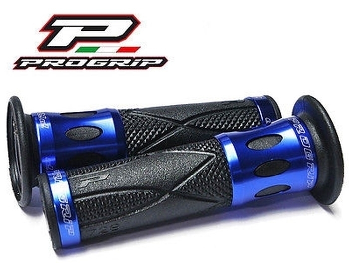 Progrip Road Griffgummi Paar PA072800CRBL 728.04 Schwarz-Blau mit Alu-Ring