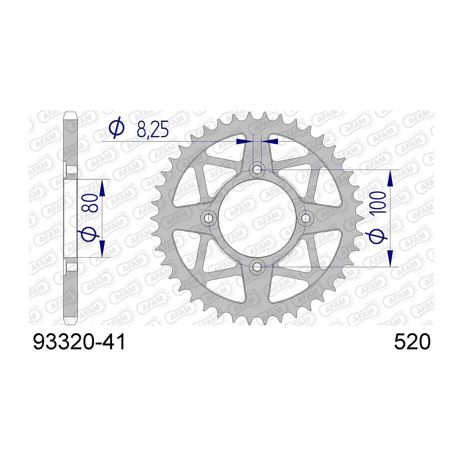 AFAM Kettenrad Teilung 520 41 Zähne Alu silber