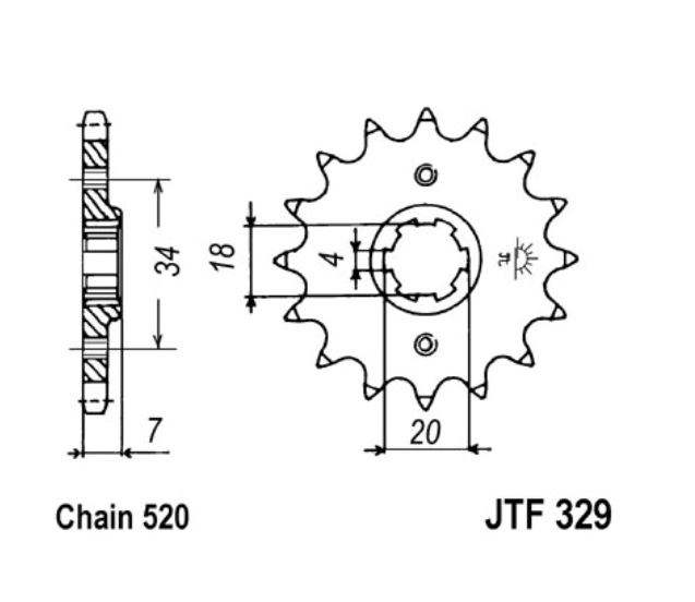 JT Ritzel 12 Zähne Teilung 520  / 329.12 JT Sprockets
