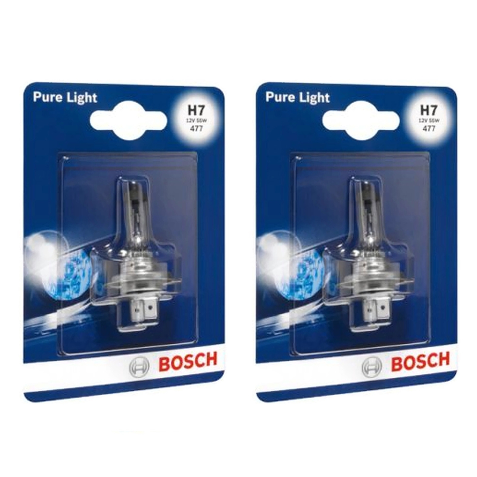 2x BOSCH SET 1987301012 H7 Halogenlampe 12V 55W für Scheinwerfer Pure Light