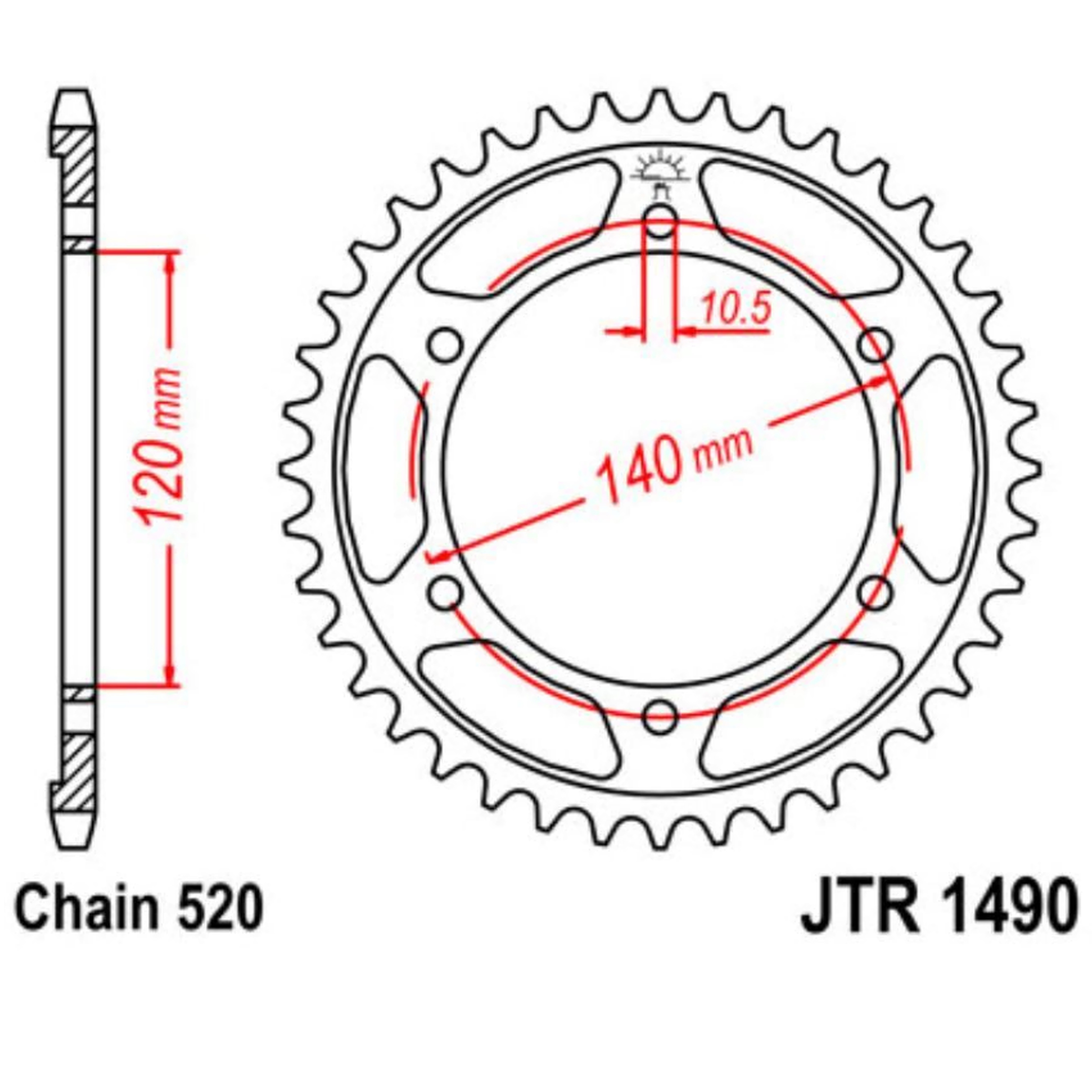 JT Kettenrad 43 Zähne Teilung 520 / JTR1490.43