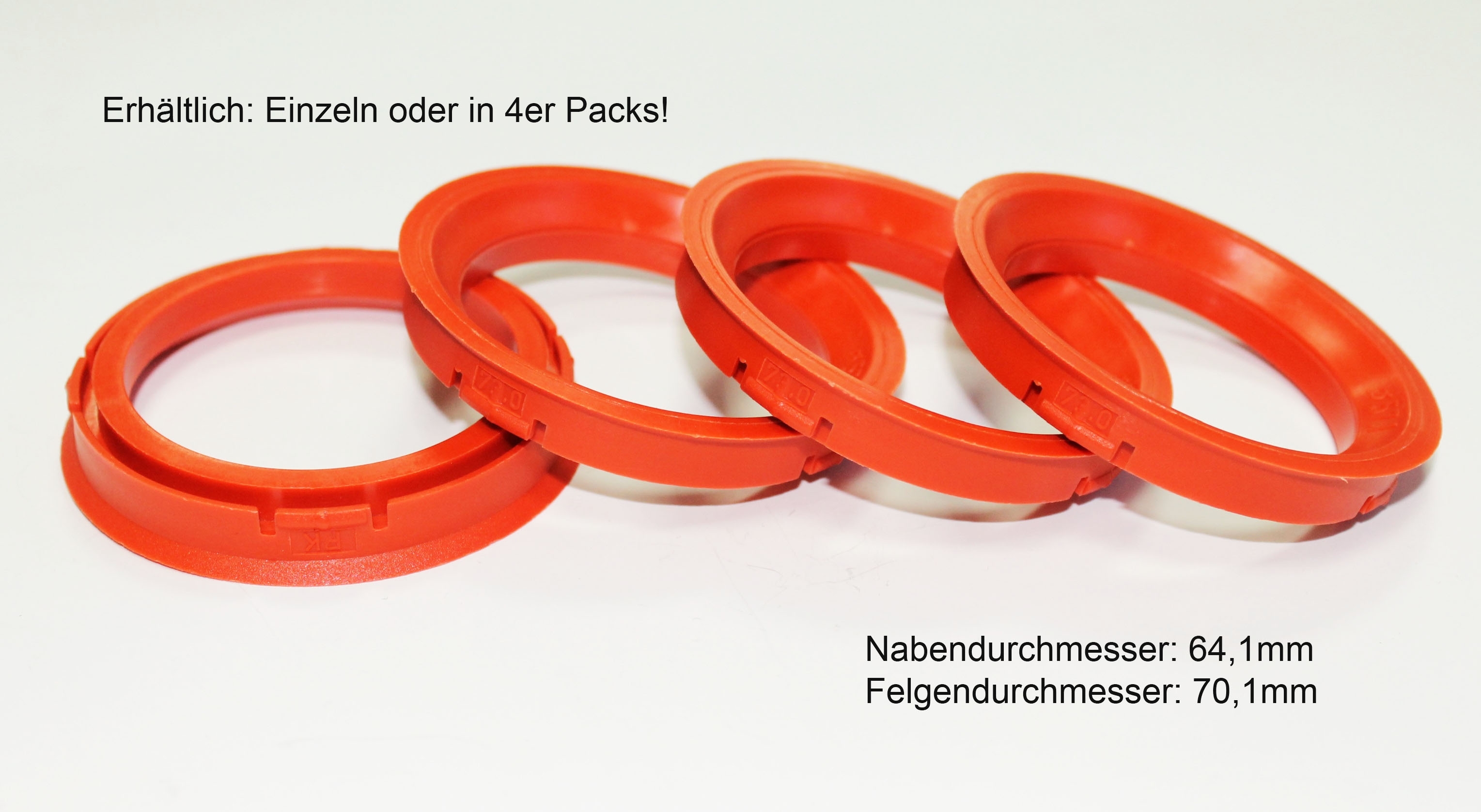 4 X Zentrierring FZ44 ROT 73,0 mm x 57,1 mm Audi VW Seat Skoda Mercedes Crysler