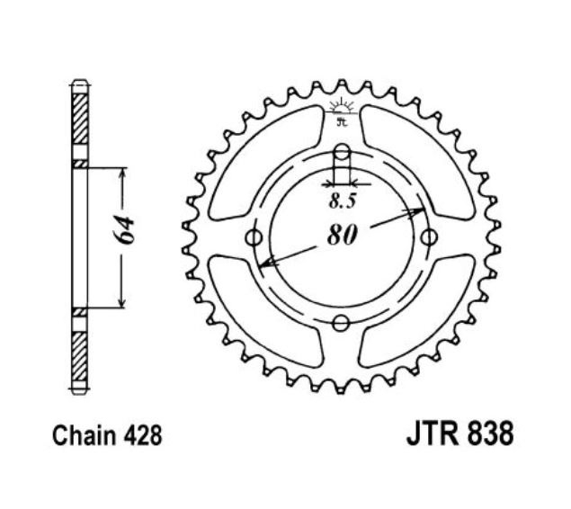 JT Kettenrad 42 Zähne Teilung 428 / JTR838.42 JT Sprockets