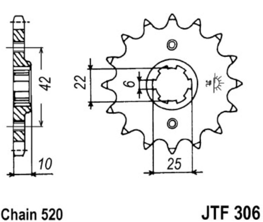 JT Ritzel 14Z Teilung 520 JT Sprockets JTF306.14
