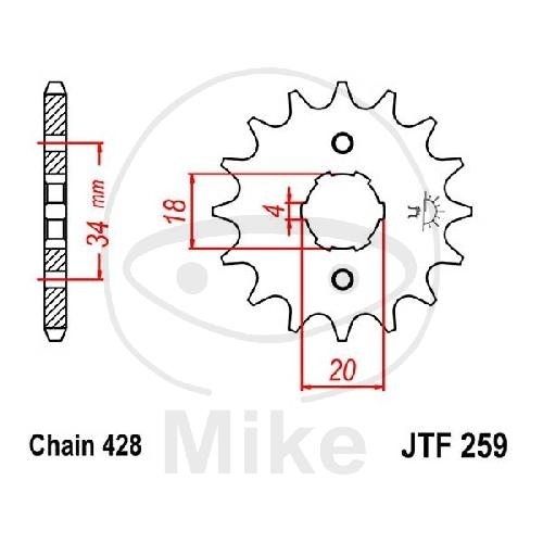 JT Ritzel 13 Zähne 428 Teilung grobverzahnt F259-13