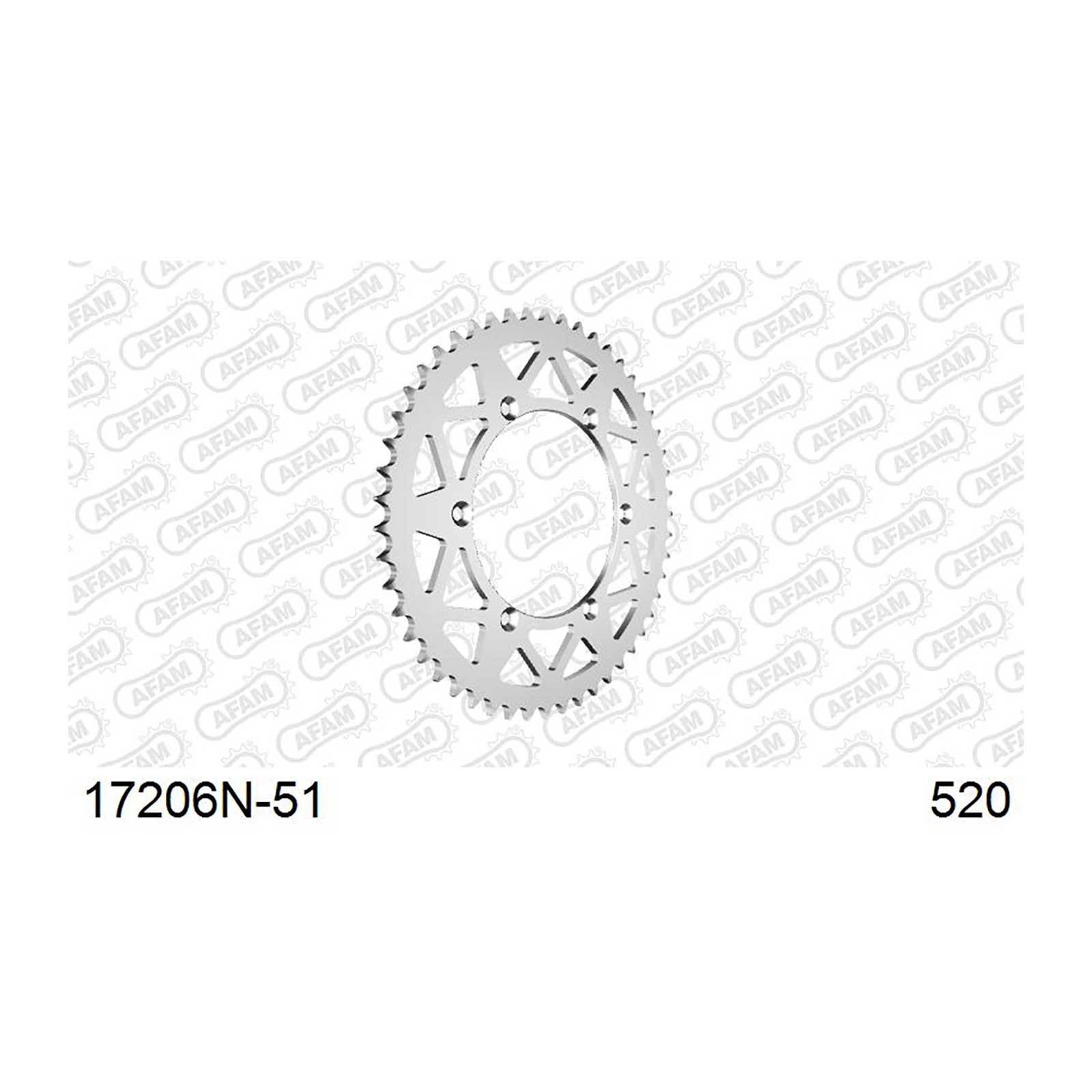 AFAM Kettenrad Teilung 520 51 Zähne Alu silber
