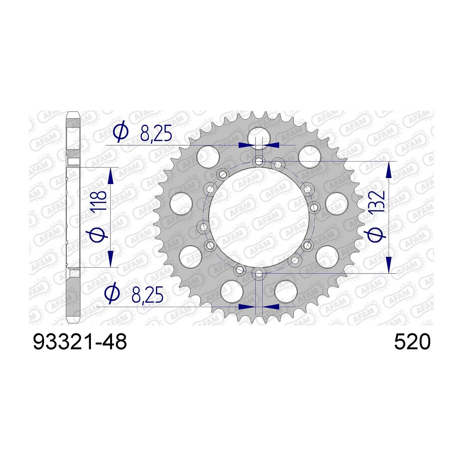 AFAM Kettenrad Teilung 520 48 Zähne Alu silber