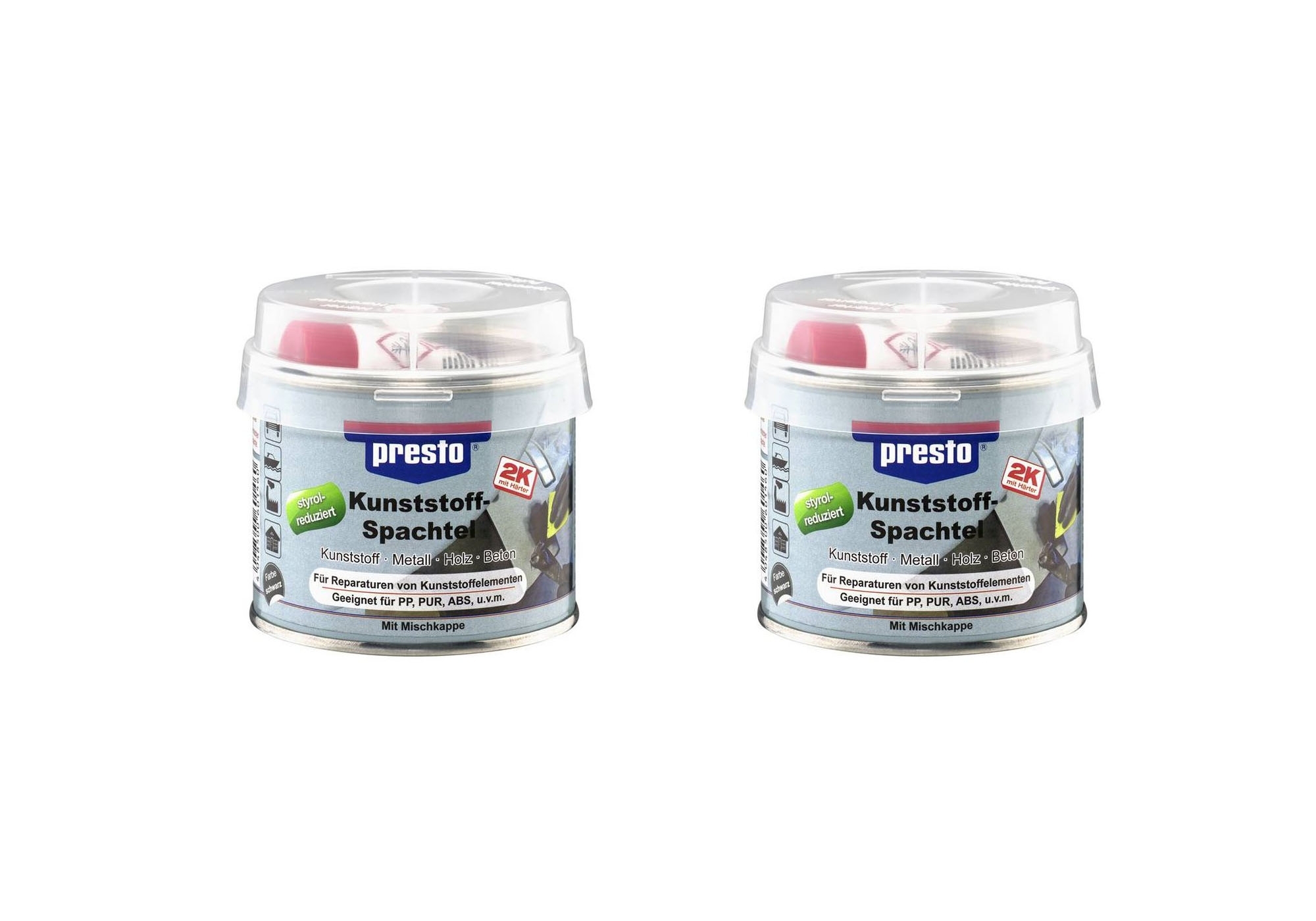 2 X presto 2K Kunststoffspachtel 250g schwarz 601460
