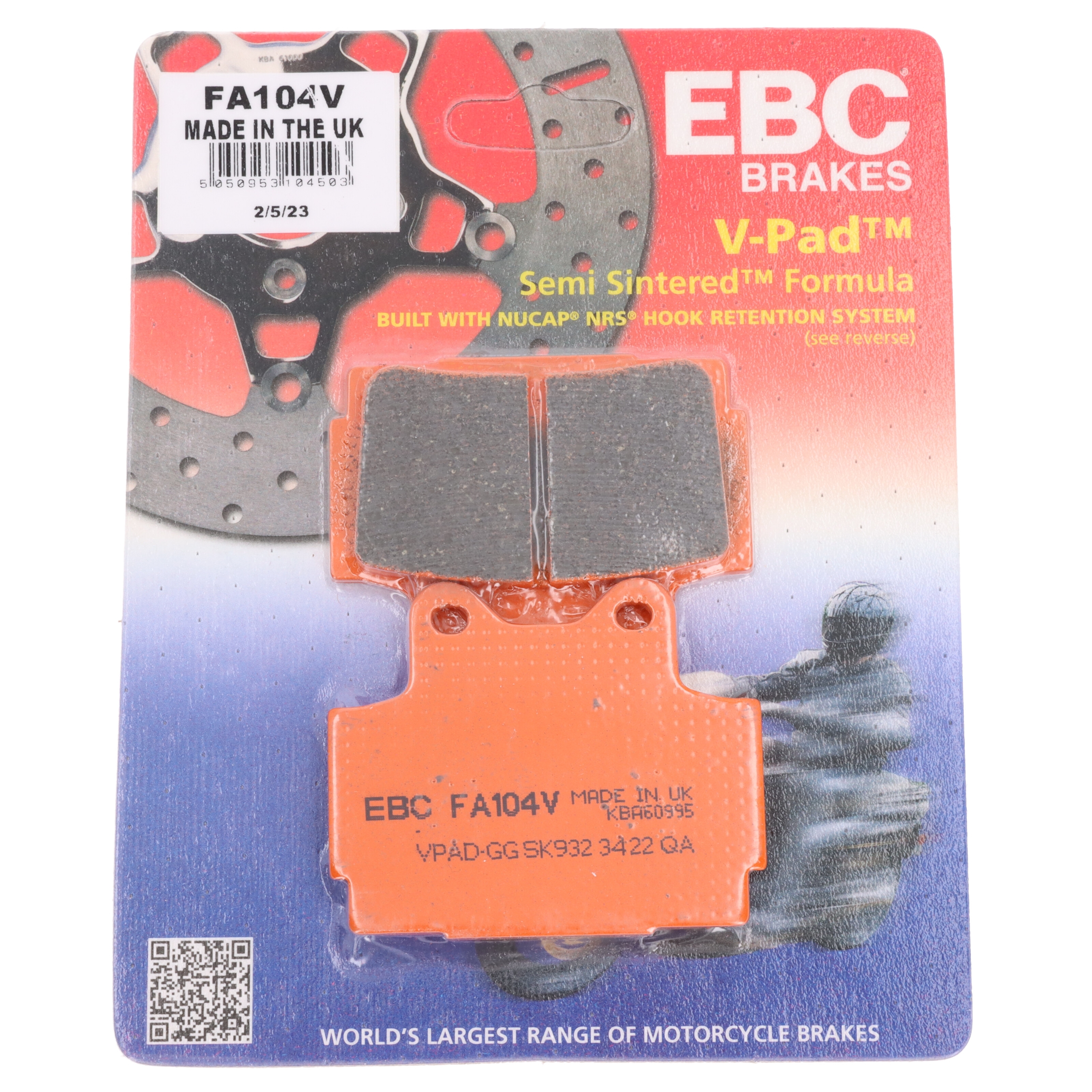 EBC Bremsbeläge FA104V für Yamaha TDR RD FZS FZR SRX XJ XJR 250 350 4000 500 600
