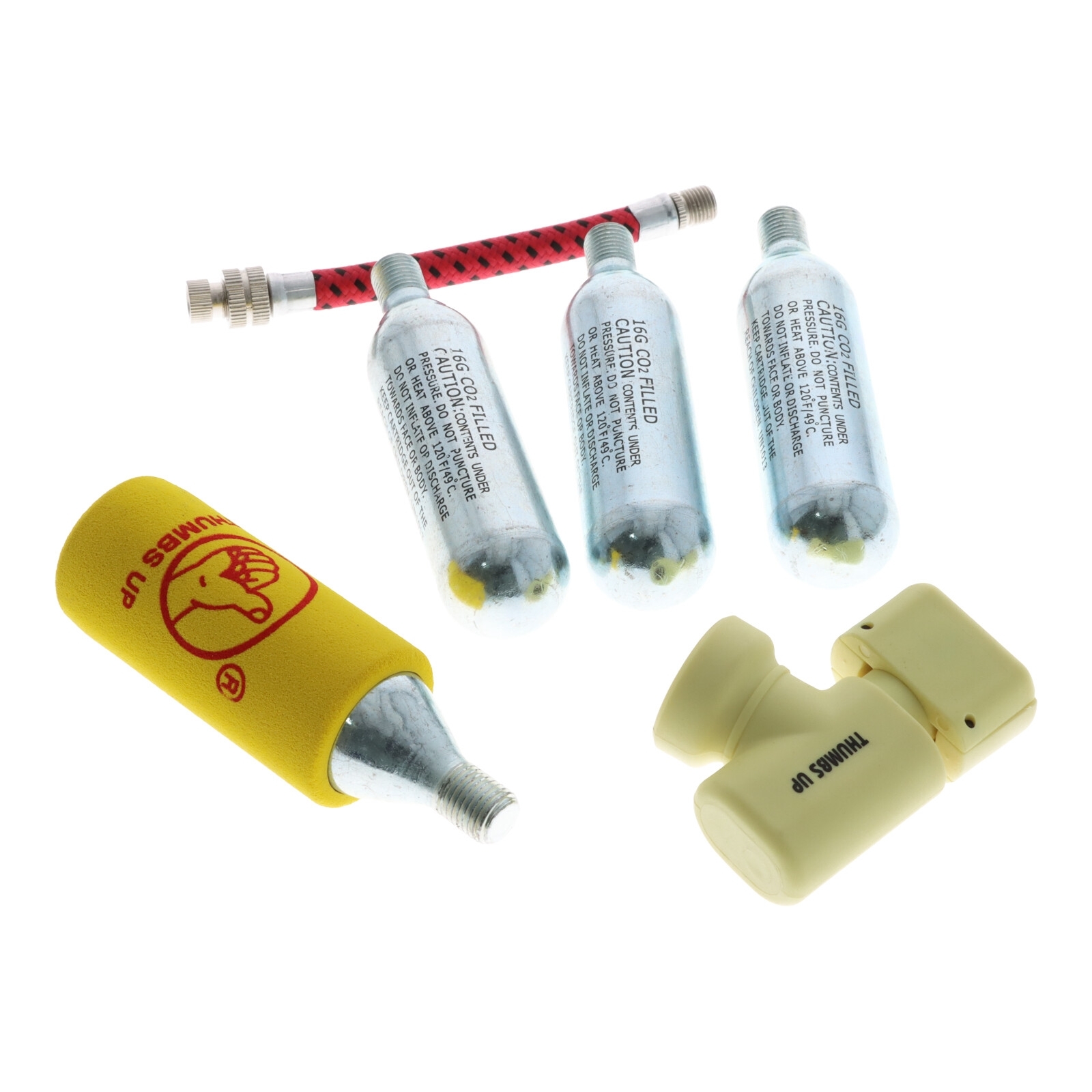 CO² Fahrrad Minipumpe inkl. 3 Ersatzkartuschen à 16g + Kälteschutz Fahrradpumpe